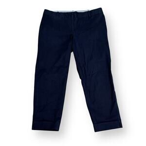 Talbots Signature Cropped Chino Pants Womens 12 Navy Blue Straight Leg
